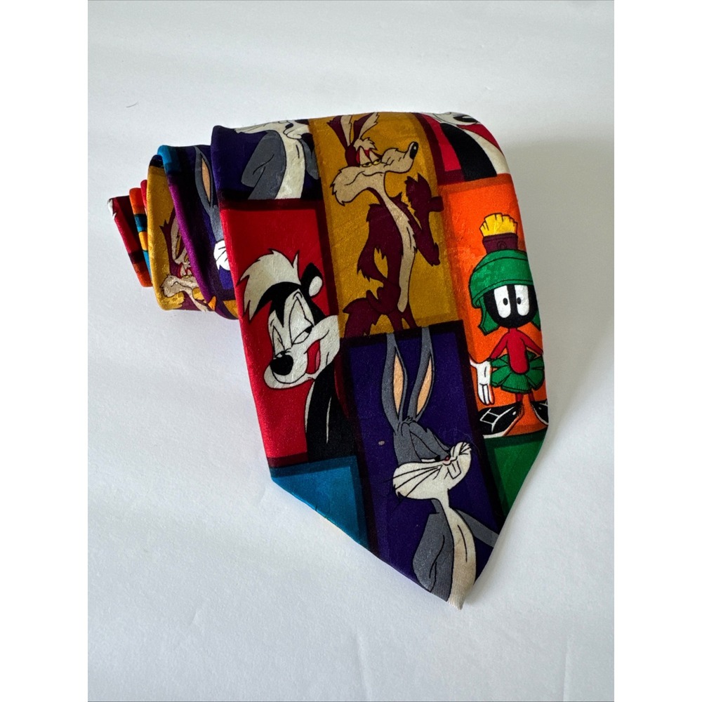 Looney Tunes Novelty Necktie Cartoon Characters 90s Colorful